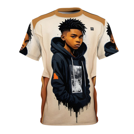 *Tre'z Trends Black Kid Chilling Unisex (AOP) T-shirt