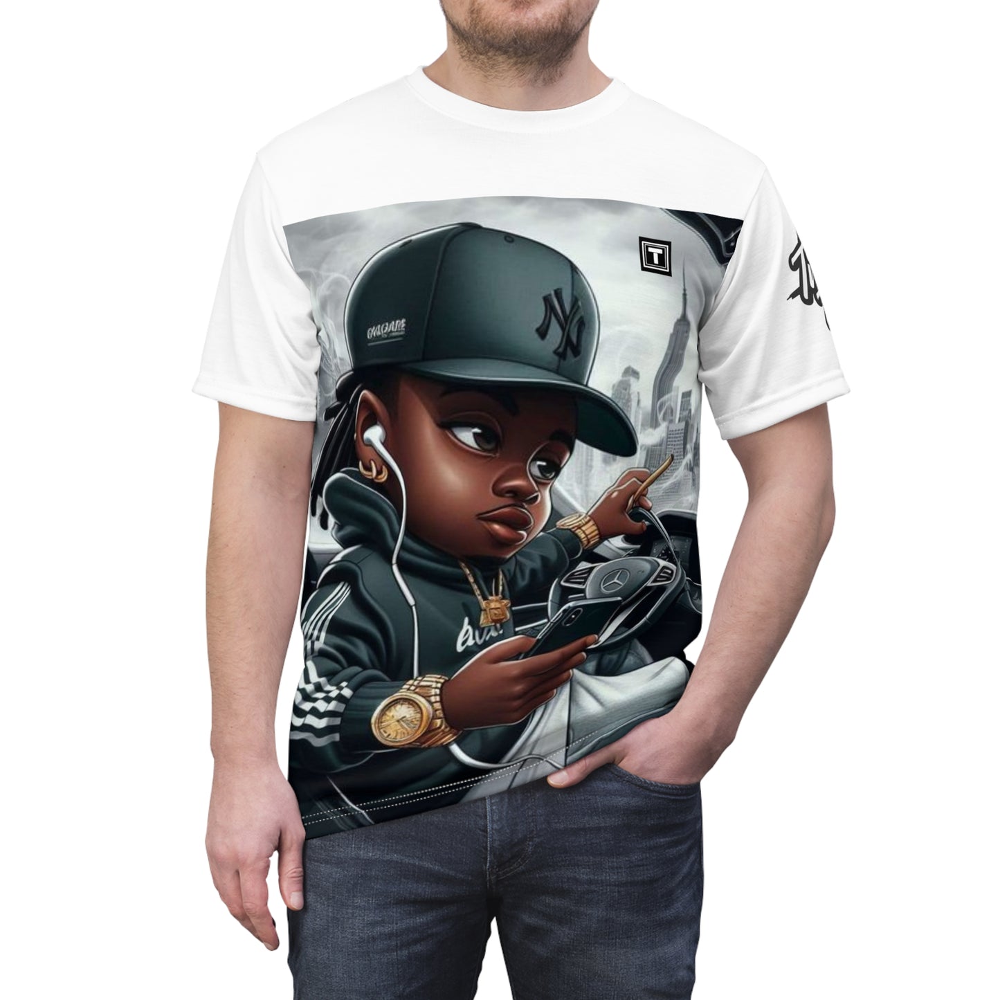 *Tre'z Trends Cartoon Digital Design Unisex (AOP) T-shirt